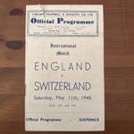 1946 England v Switzerland Programme 11th May 1946 Wembley Very Rare