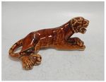 Vintage Glazed Ceramic Tiger Figurine Lying Panther Ornament Figure 17cm