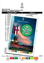 BOLOGNA Italy v CELTIC Glasgow Scotland 22 January 2026 EL FAN 16pg+ OFFICIAL LU