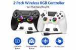 2 Pack PS4 Wireless RGB Controllers 1000mAh Dual Vibration PC Compatible Gyro6Ax