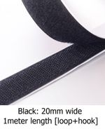 SELF ADHESIVE Tape HOOK & LOOP Self Fasteners Sticky Strips - Black 20mm x 1m