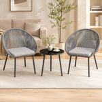 3pc Garden Lounge Chair Set with Coffee Table, Indoor Outdoor Patio Furniture