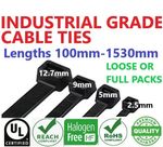 CABLE TIES HEAVY DUTY Nylon Plastic Short Long Zip Tie Wrap 100mm-1500mm Free PP