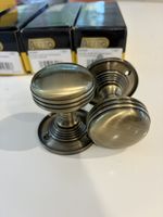 Brass Door Knobs - 6 Sets - Alto Ringed Mortise Knob Antique Brass