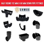 Half Round 112mm Guttering & 68mm Down pipe Fittings | BLACK / WHITE | BULK BUY!
