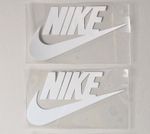 2x Iron On White Nike Vinyl Transfers 5cm X 3cm Replacement Swoosh Tick Logo