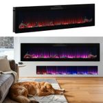 50/60inch Media Electric Fireplace Wall Mounted /Recessed Inset LED Fire Heater