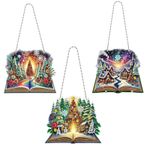 Pack of 3 DIY Assorted Christmas Open Book Design Hanging Diamond Painting Kit