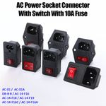 10A 250V 3 Pin IEC320 C14 C01 AC Inlet Male Plug Power Socket With Fuse Switch