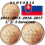 Slovakia coins 1 2 5 cent 2011 2015 2016 2017 UNC Eurocents Mountain cross