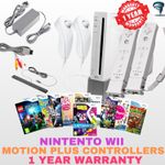 Nintendo Wii Console Kit Bundle Motion Plus Adapter 2 Controllers Nunchuk Games