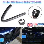 Car Front Bumper Grill Grille Trim+Logo Ring Decor For Alfa Romeo Giulia 17-20
