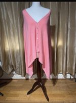 Cashmere Blend Coral Button Up Waterfall Poncho Cape Cardigan One Size