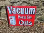 Original 1920's vintage double sided Vacuum Motor Oils Mobiloils enamel sign