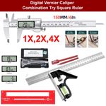 Digital Vernier Caliper Micrometer Combination Try Square Ruler Measuring Tool