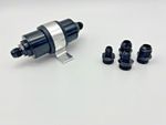 Motorsport Inline Fuel Filter 50mm with Adaptor AN6 AN8 AN10 With Mount