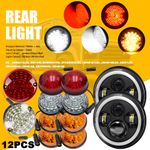 FOR LAND ROVER DEFENDER - LED Reverse Indicator Stop Side Light 7" Headlight Kit