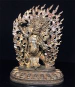 12" Vajrapani Vajradhara Buddha Statue ancient India bronze Gilt blessed Statues