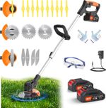 SMILOVII 24V Cordless Strimmer, Telescopic Lightweight Grass Trimmer with 6xMeta