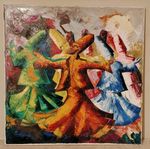 Large Original Oil On Canvas Painting of Sufi / Whirling Dervish Turkey 