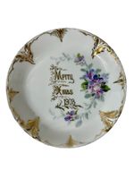 Antique D&C Limoges France Hand Painted 5.5” Plate Gold Floral Merry Xmas 1903