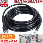 5m-20m 5800PSI High Pressure Washer Hose Pipe Heavy Duty M22 Jet Power Car Wash