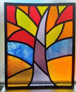 Stained Glass Leaded Window Panel Autumn Tree