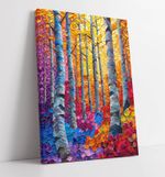 COOL MULTI COLOUR FOREST OF BIRCH TREES HOME DECOR CANVAS WALL ART PICTURE PRINT