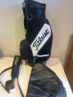 Titleist Vintage Leather 6 Way Staff Golf Bag with Rain Cover