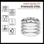 New ROUND DISH PLATE Big Thali 4 Compartment Stainless Steel Food Serving Dinner