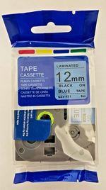 Laminated 12mm Tape QZE-531 (Black on Blue)