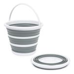 LIVIVO 10L Collapsible Bucket with Handle Foldable Space Saving Grey