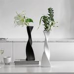 40cm Slim Creative Beautiful Twisted Black/White Ceramic Vase Slender Elegant UK
