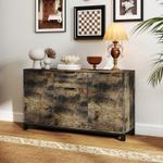 Industrial Sideboard Storage Cabinet with Drawer Adjustable Shelves Rustic Brown