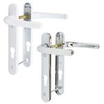 uPVC Door Handle - 92PZ - 122mm Centres - Integrated Springs - White or Chrome