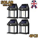 4 PACK Solar Garden Security Lamp Powered PIR Motion Sensor Outdoor Wall Lights