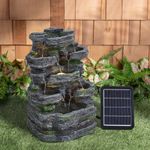 Solar Power Water Fountain Feature LED Lights Outdoor Garden Stone Statues Decor