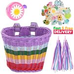 Girls Bike Basket Front Handlebar Kids Bicycle Basket Tassels Streamers Set