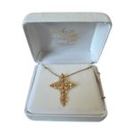 Landstrom Black Hills Gold 10k Cross w/ Leaf Design 14k GF chain