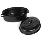 Russell Hobbs Deep Roaster & Lid Vitreous Enamel Self Basting Roasting Pan 36cm