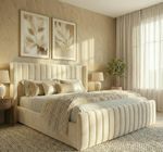 Winged Panel Bed Frame Plush Velvet Upholstered Ottoman Gas Lift Storage Double