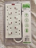 Masterplug 6 Socket 1m Extension Lead Individually Switched 13A Power Indicator