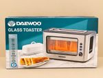 Daewoo Glass Toaster 2-Slice 900W 7-Setting Defrost Reheat Crumb Tray