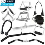 Multi Cable Machine Attachment Lat Pulldown Tricep Press Rowing V Bar Gym Gear
