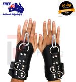 Genuine Cow Skin Leather Wrist Arms Cuffs Bondage Restraint With Heavy Buckles