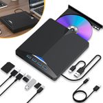 7 in 1 External CD DVD Drive, Portable CD DVD Reader, External CD Optical Drive