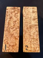 CURLY MASUR BIRCH knife handle scales / carving block STABILISED CLEAR RESIN