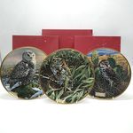 X3 Noble Owls of America Wall Plates-Spode-Bone China-Dawn/Prarie/Morning Boxed