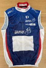 PEARL iZUMi TOUR OF BRITAIN UCI Pro Series Blue Zip Wind Cycle Vest - UK Size XS