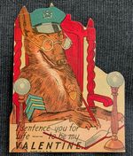 1930s vintage dog german shepherd valentines day card die cut police judge funny